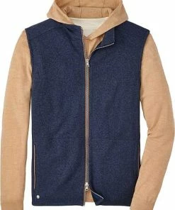 Peter Millar Crown Crafted Match Full-Zip Golf Vests - Tour Fit -Cheap Accessories Store MS23XZ06 NAV