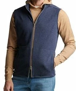 Peter Millar Crown Crafted Match Full-Zip Golf Vests - Tour Fit -Cheap Accessories Store MS23XZ06 NAV ALT D