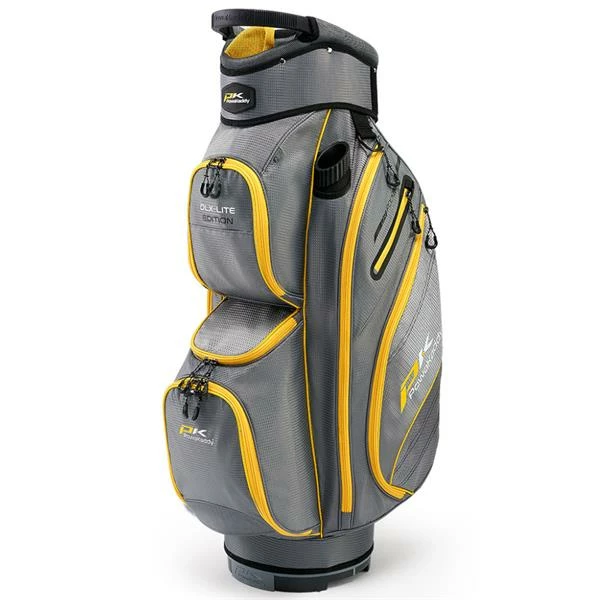 Powakaddy DLX-Lite Cart Bag Gunmetal Yellow 1 Powakaddy DLX-Lite Cart Bag Gunmetal Yellow