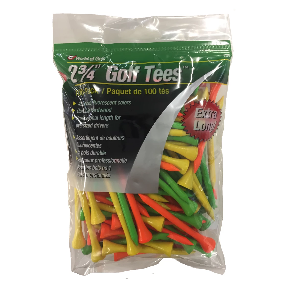 WOG Neon Wooden Tees - 100 Pack (JR785) 1 WOG Neon Wooden Tees - 100 Pack (JR785)